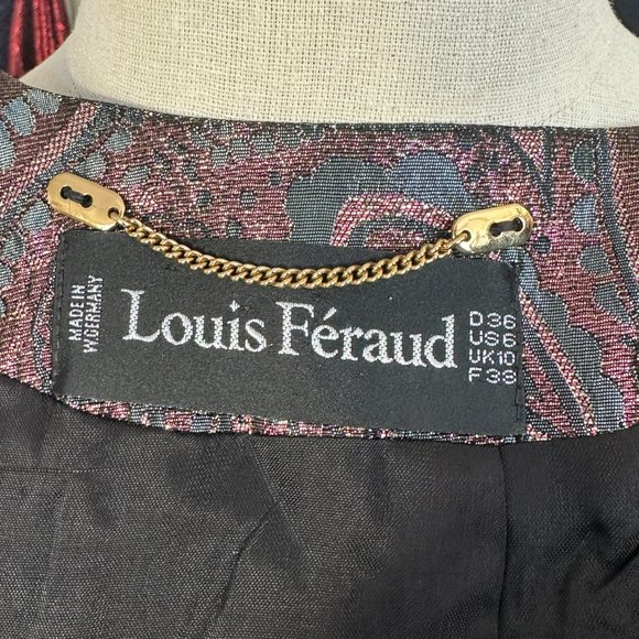 VINTAGE LOUIS FERAUD PAISLEY LAME CROPPED FITTED JACKET (SZ 6) (EUC) - Picture 2 of 9